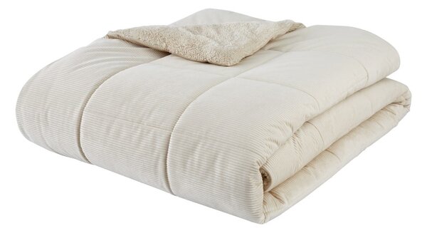Copriletto trapuntato crema in micro felpa per letto matrimoniale 200x220 cm Cosy Cord - Catherine Lansfield