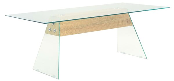 Tavolino da Caffè in MDF e Vetro 110x55x40 cm Colore Quercia