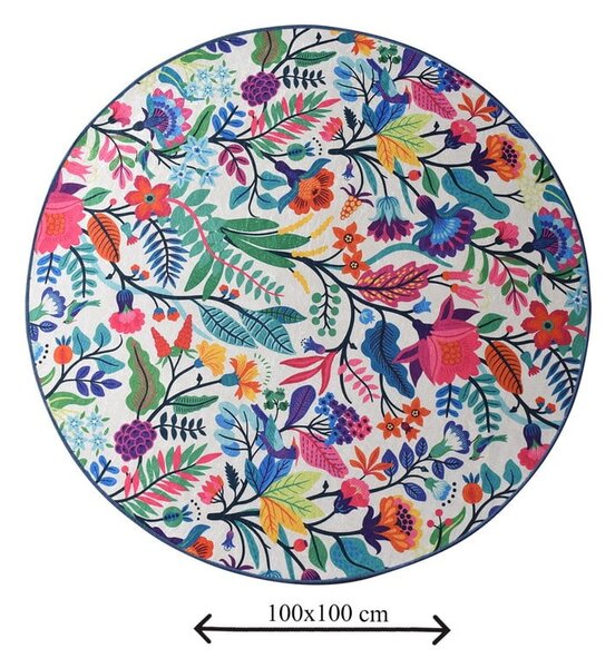 Tappeto da bagno Wild Garden Circle, ø 100 cm - Foutastic
