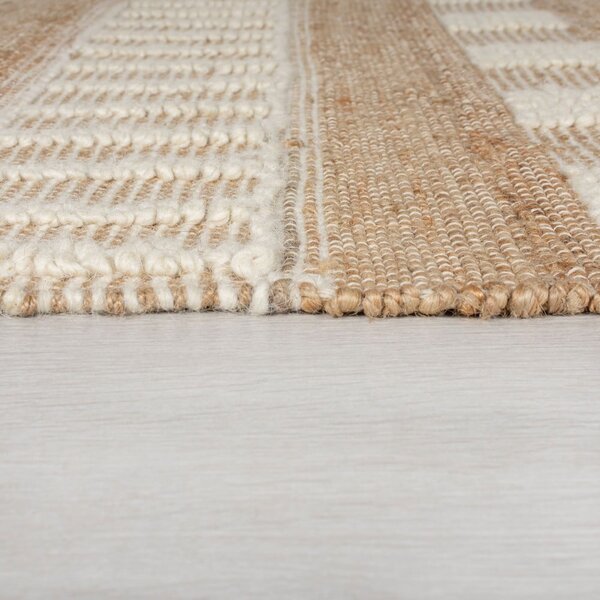 Tappeto bianco/di colore naturale in misto iuta tessuto a mano 120x170 cm Medina – Flair Rugs