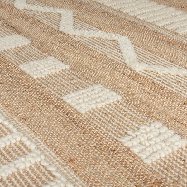 Tappeto bianco/di colore naturale in misto iuta tessuto a mano 120x170 cm Medina – Flair Rugs