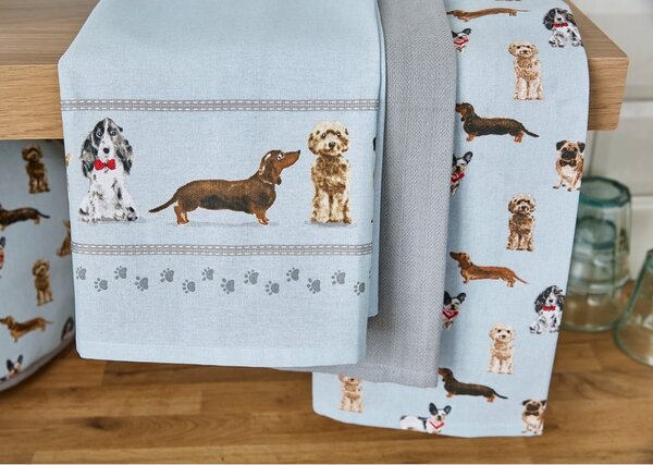 Set di strofinacci in cotone 3 pz 45x65 cm Curious Dogs – Cooksmart ®