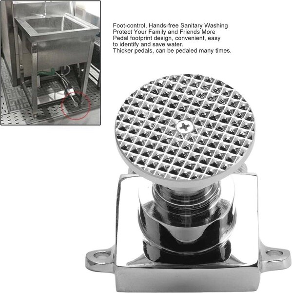 Rubinetto a pedale in acciaio inossidabile, valvola a pedale, miscelatore a pedale a risparmio idrico, colore argento, per lavabi, bagno
