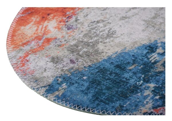 Tappeto rotondo lavabile blu-arancio ø 120 cm - Vitaus