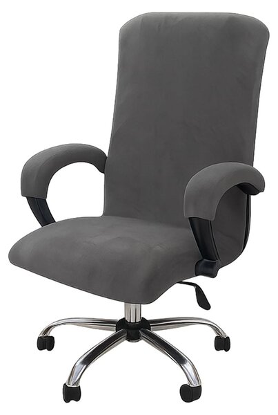 Solidchoice - Copertura elastica in velluto per sedia da ufficio, modello XL, con braccioli - Grigio