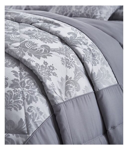 Copriletto grigio trapuntato Jacquard, 240 x 260 cm Damask Jacquard - Catherine Lansfield