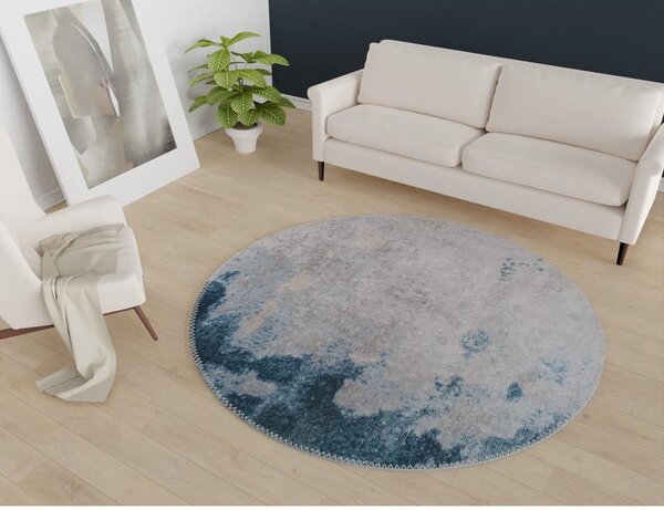 Tappeto rotondo lavabile blu-grigio ø 120 cm - Vitaus