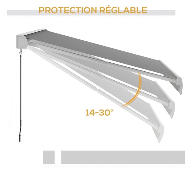 Outsunny Tendalino motorizzato, tendalino elettrico, angolo regolabile 14°-30°, con telecomando manovella, 3 x 2,5 m, grigio chiaro