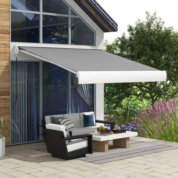 Outsunny Tendalino motorizzato, tendalino elettrico, angolo regolabile 14°-30°, con telecomando manovella, 3 x 2,5 m, grigio chiaro