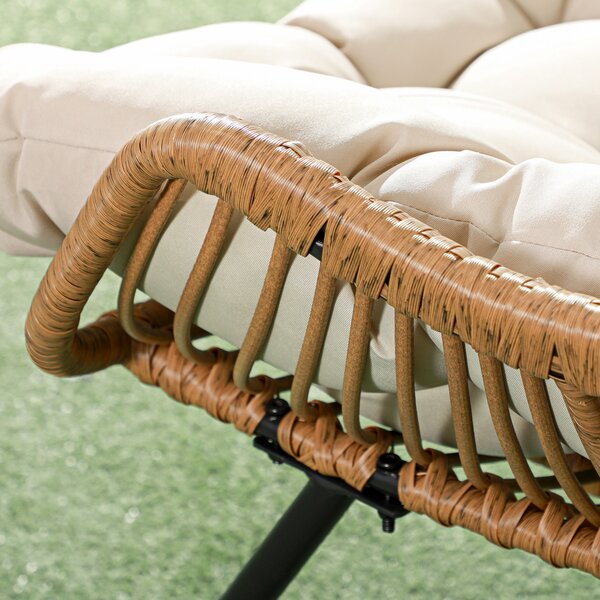 Outsunny Sedia da giardino sedia d'esterno in rattan PE con cuscino dim. 75l x 101P x 90H cm naturale