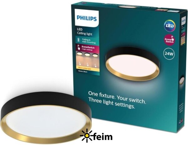Philips Lampada da soffitto, 24 W, LED, IP20, Nero