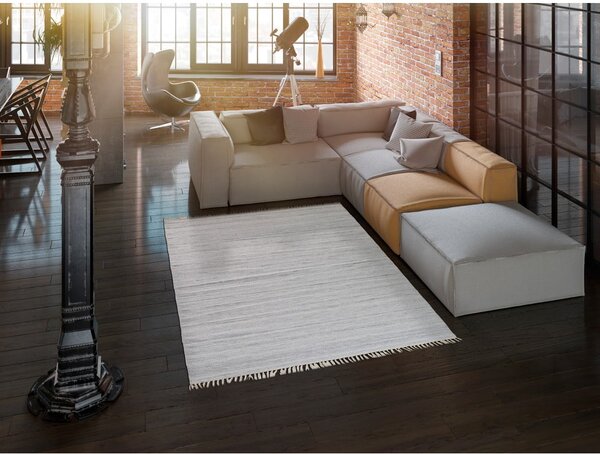 Tappeto per esterni grigio chiaro in plastica riciclata Liso, 140 x 200 cm Liso Eco-Dhurrie - Universal