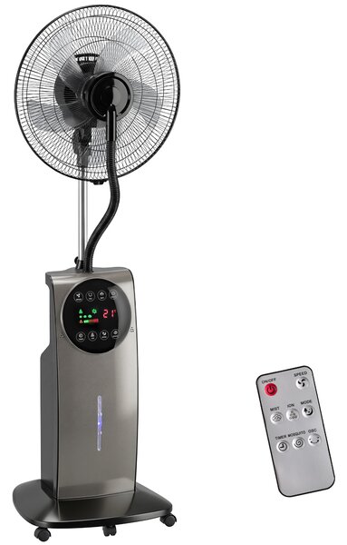 HOMCOM Ventilatore Nebulizzatore con Serbatoio 3.1L, 3 Modalità e 3 Velocità, Ruote, Oscillazione 70°, Inclinazione 10°, Timer 12h, 90W | Aosom Italy