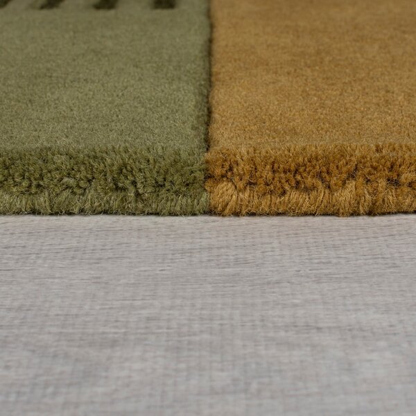Tappeto verde in lana tessuto a mano 120x180 cm Lozenge – Flair Rugs