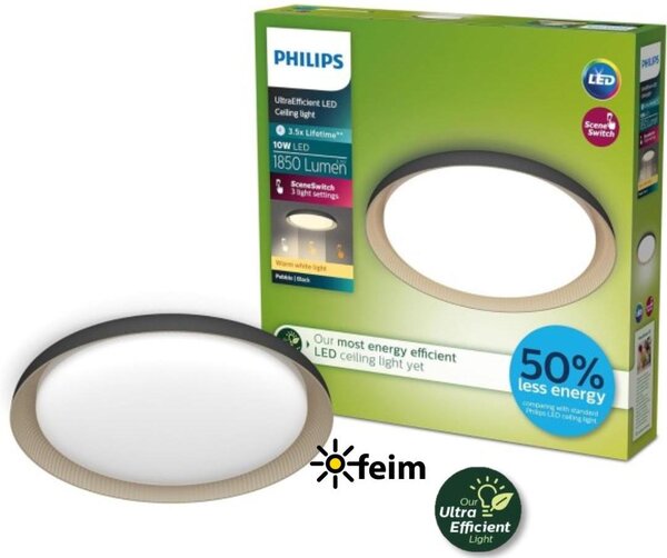 Philips UltraEfficient 8720169301092 Pebblo plafoniera D320mm LED 10W/1850lm 2700K Nero, beige, SceneSwitch