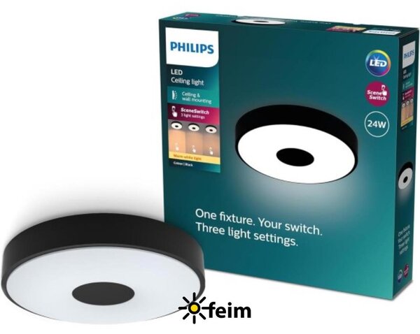 Philips Lampada da soffitto, 24 W, LED, IP20, Nero