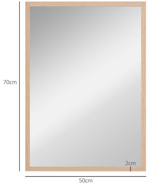 HOMCOM Specchio da parete, 50 x 70 cm, cornice effetto legno, montaggio semplice, incl. viti | Aosom Italy