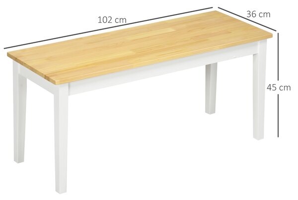 HOMCOM Panca in legno Panca 2 posti, legno massello, verniciata, Naturale+ Bianco | Aosom Italy