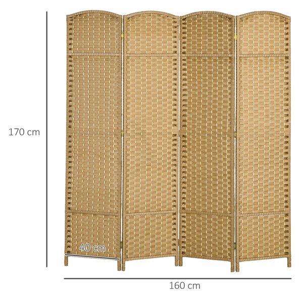 HOMCOM Divisorio 4 pannelli, Paravento pieghevole, Schermo per privacy per soggiorno, camera da letto, home office, naturale | Aosom Italy