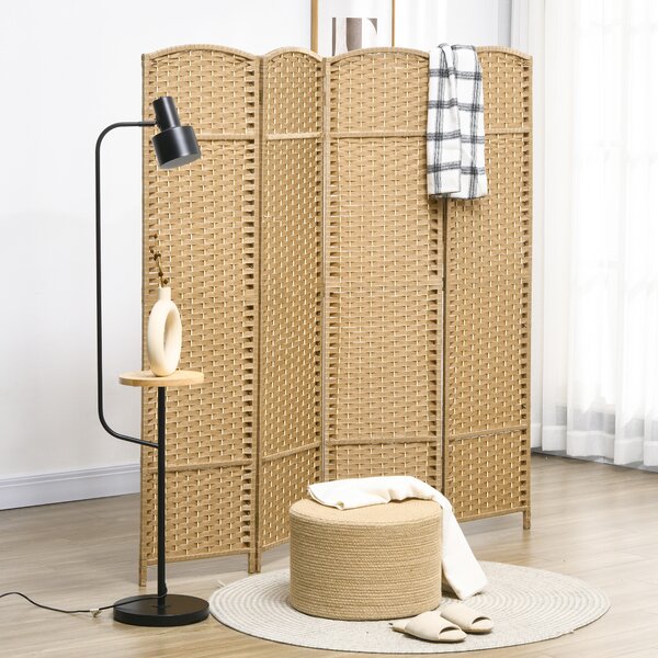 HOMCOM Divisorio 4 pannelli, Paravento pieghevole, Schermo per privacy per soggiorno, camera da letto, home office, naturale | Aosom Italy