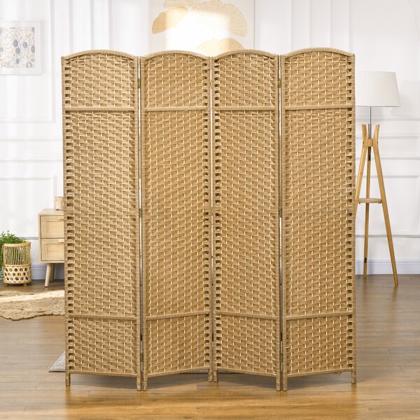 HOMCOM Divisorio 4 pannelli, Paravento pieghevole, Schermo per privacy per soggiorno, camera da letto, home office, naturale | Aosom Italy