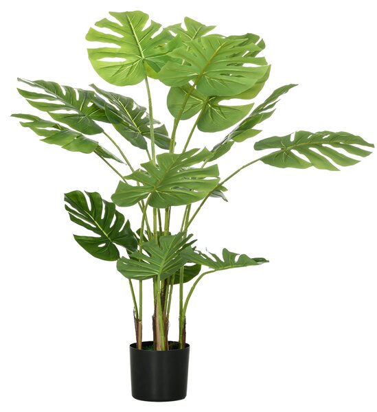 HOMCOM Pianta artificiale Pianta artificiale realistica Monstera Deliciosa,1 vaso di coltura e terriccio cementizio,17,5 cm x 17,5 cm x 120 cm, Verde | Aosom Italy