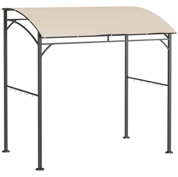 Outsunny Padiglione per barbecue, Copertura per barbecue, Parapioggia, Ganci per utensili, Telaio in acciaio, Beige+Nero, 215 x 150 x 182/220 cm | Aosom Italy