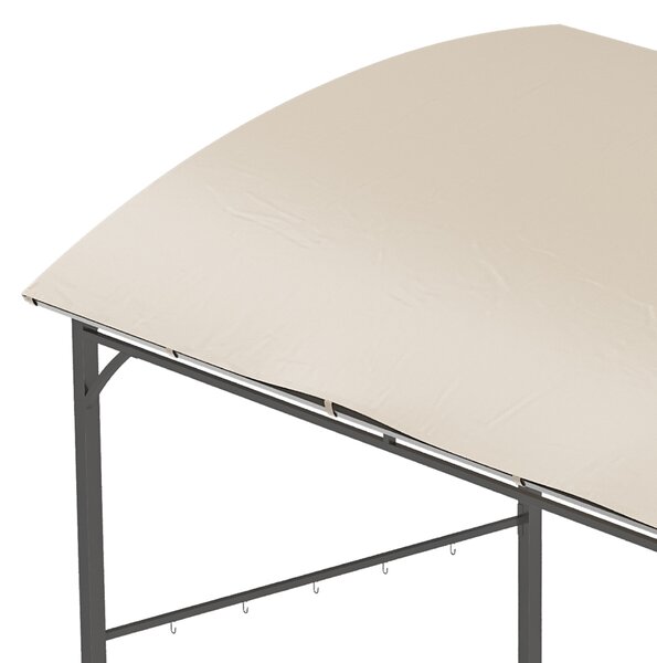 Outsunny Padiglione per barbecue, Copertura per barbecue, Parapioggia, Ganci per utensili, Telaio in acciaio, Beige+Nero, 215 x 150 x 182/220 cm | Aosom Italy