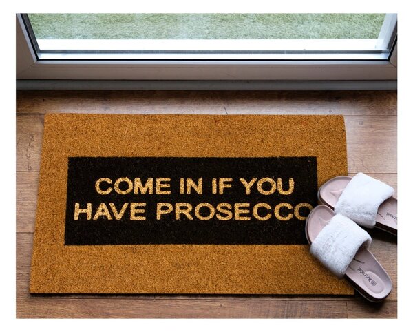 Tappeto in cocco naturale Come In If you Have Prosecco Glitter, 40 x 60 cm - Artsy Doormats