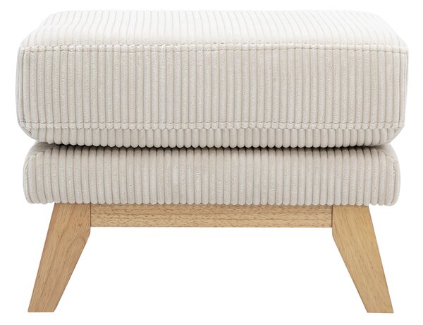 Pouf poggiapiedi sfoderabile scandinavo in tessuto velluto a coste beige e legno chiaro OSLO