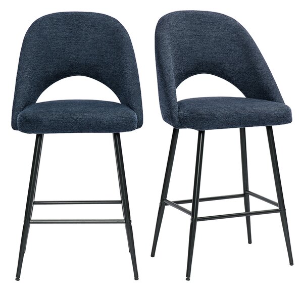 Sgabelli da bar in tessuto effetto velluto blu scuro testurizzato H65 cm (set di 2) COSETTE