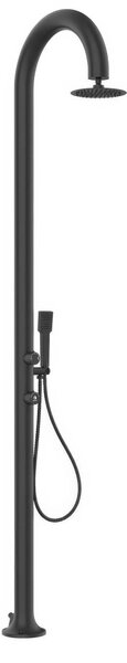 Doccia da Giardino esterno LUNA ALU D in Alluminio Doppio Attacco Dimensioni 26x37x h 223,9 cm con Miscelatore e Doccino mobile acqua calda e Fredda da esterno In Acciaio Inox 316 L NERO