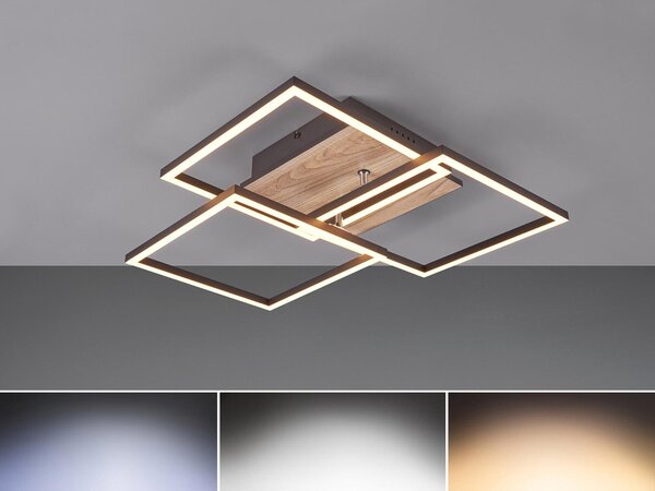 Lampada da soffitto LED Reality Mobile, 27W, dimmerabile, finitura effetto legno, luce con temperatura di colore regolabile, funzione luce notturna