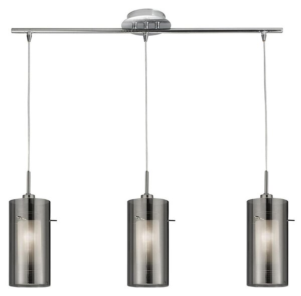 Lampadario Contemporaneo Duo 2 Acciaio Cromo Vetro 3 Luci E14