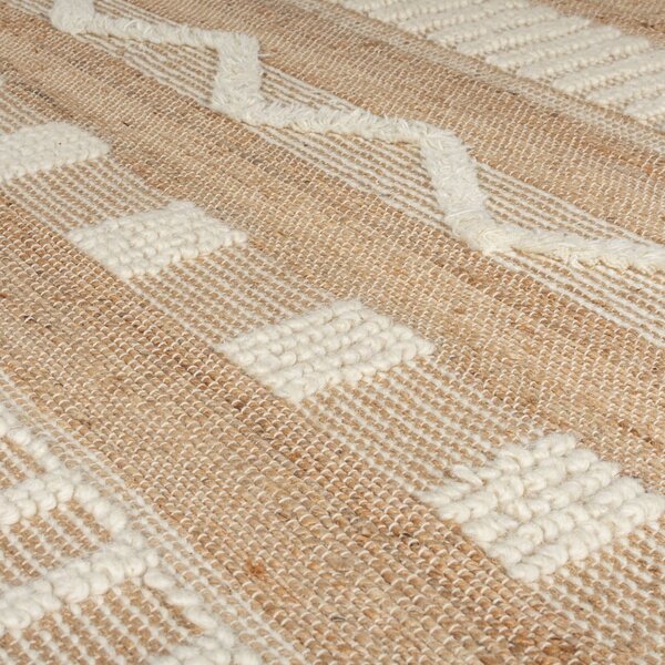 Passatoia bianca/di colore naturale in misto iuta tessuta a mano 60x230 cm Medina – Flair Rugs