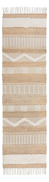 Passatoia bianca/di colore naturale in misto iuta tessuta a mano 60x230 cm Medina – Flair Rugs