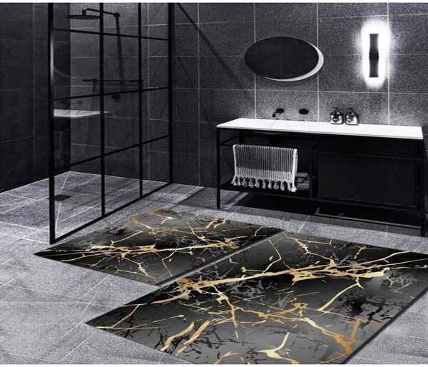 Set di 2 tappetini da bagno neri Mila Home Marble - Minimalist Home World