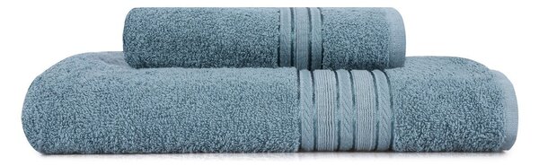 Asciugamani e teli da bagno in cotone blu in un set di 2 pezzi Dora - Foutastic