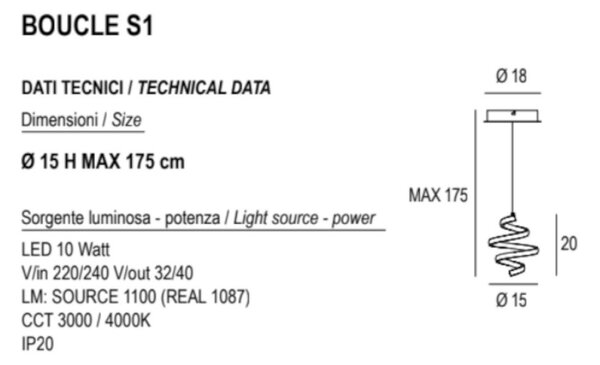 Lampadario moderno promoingross boucle s1 led metallo silicone - Promoingross