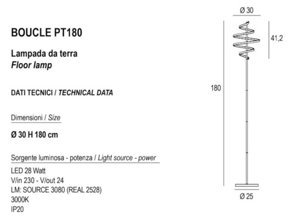 Piantana moderna promoingross boucle pt180 led dimmerabile metallo silicone - Promoingross