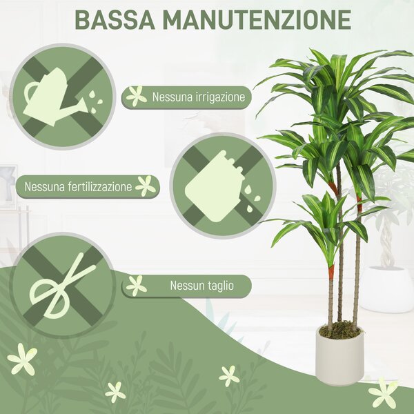 HOMCOM Pianta Artificiale di Dracena Verde in PEVA e Legno con Vaso Contenitore in PP e Cemento, 60x40x120 cm | Aosom Italy