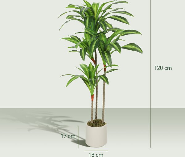 HOMCOM Pianta Artificiale di Dracena Verde in PEVA e Legno con Vaso Contenitore in PP e Cemento, 60x40x120 cm | Aosom Italy