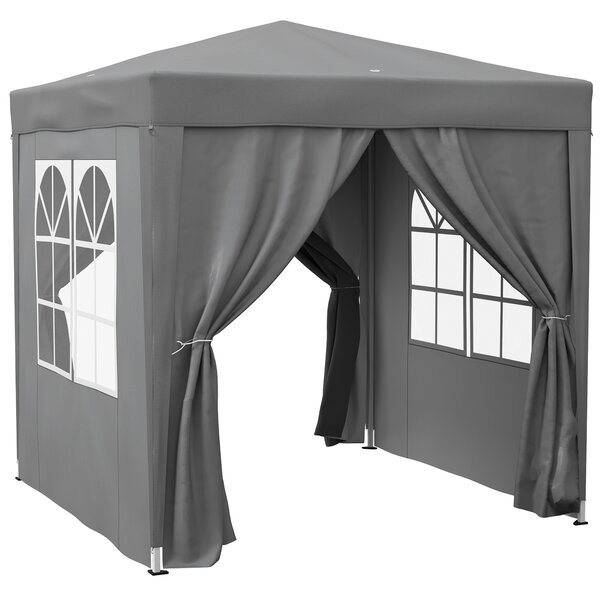 Outsunny Gazebo Pieghevole 2x2 m con 4 Pareti Rimovibili in Metallo e Poliestere, Grigio | Aosom Italy