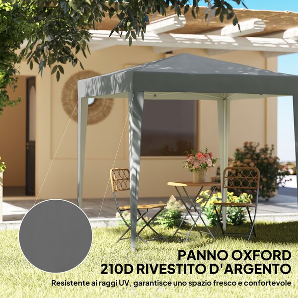 Outsunny Gazebo Pieghevole 2x2 m con 4 Pareti Rimovibili in Metallo e Poliestere, Grigio | Aosom Italy