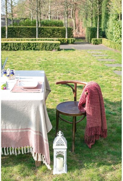 Coperta bordeaux chiaro in cotone 130x170 cm Waffle – Tiseco Home Studio