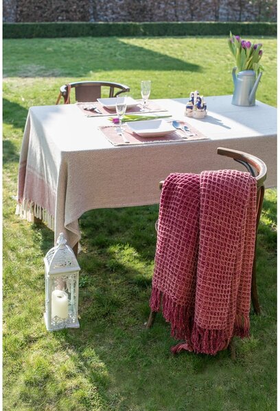 Coperta bordeaux chiaro in cotone 130x170 cm Waffle – Tiseco Home Studio