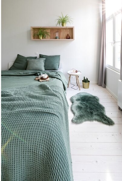 Coperta bordeaux chiaro in cotone 130x170 cm Waffle – Tiseco Home Studio