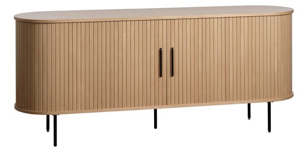 Cassettiera bassa in rovere con ante scorrevoli in colore naturale 76x180 cm Nola - Unique Furniture