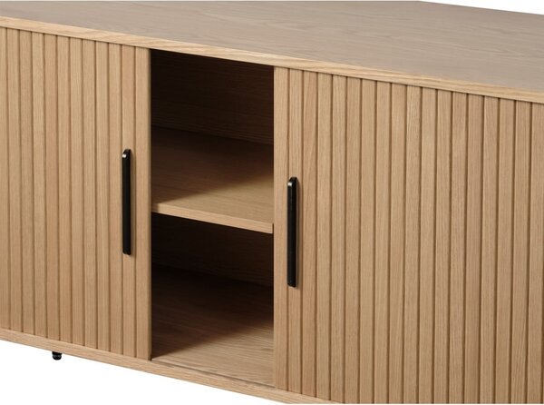 Cassettiera bassa in rovere con ante scorrevoli in colore naturale 76x180 cm Nola - Unique Furniture