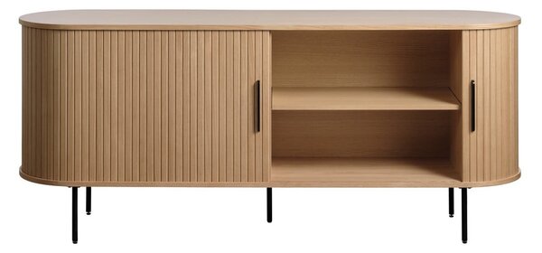Cassettiera bassa in rovere con ante scorrevoli in colore naturale 76x180 cm Nola - Unique Furniture